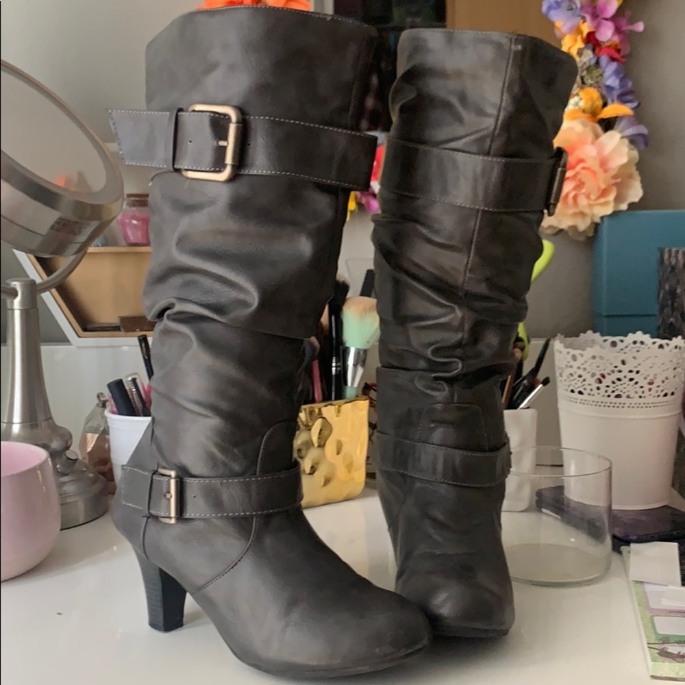 Grey Heel Boots SZ 9